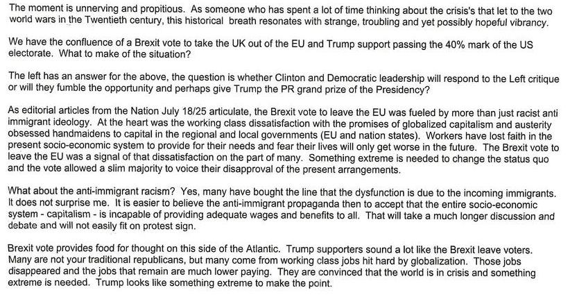 Trump, Brexit, and the Left's Response