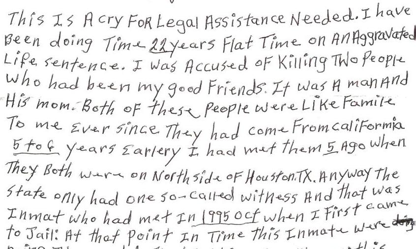 A cry for legal assistance