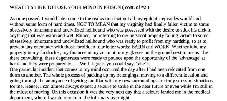 What It's like to Lose Your Mind in Prison (cont of #2)