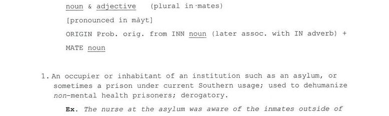 The Etymology Of Inmate