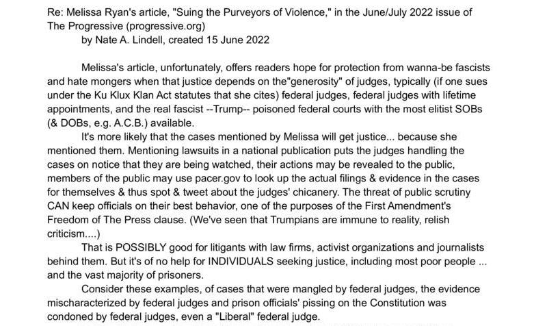 Re Melissa Ryan's article, “Suing the Purveyors of Violence”
