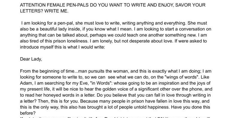 Attention Female Pen-Pals Only!