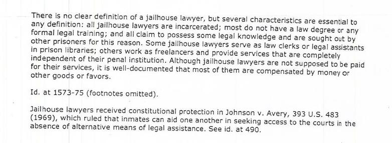 Definition of a Jailhouse Lawyer