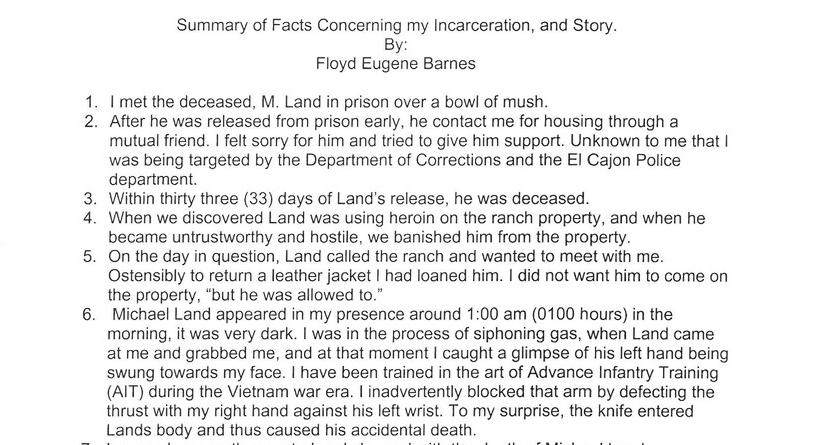 Summary of Facts Concerning my Incarceration, and Story