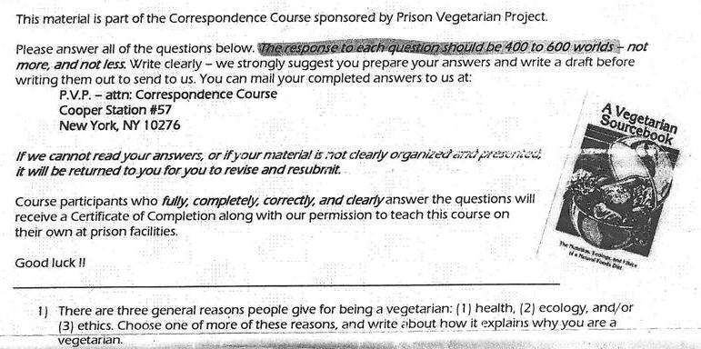 Prison Vegetarian Prject