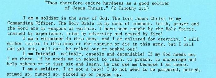 A Christian Soldier In God's Army