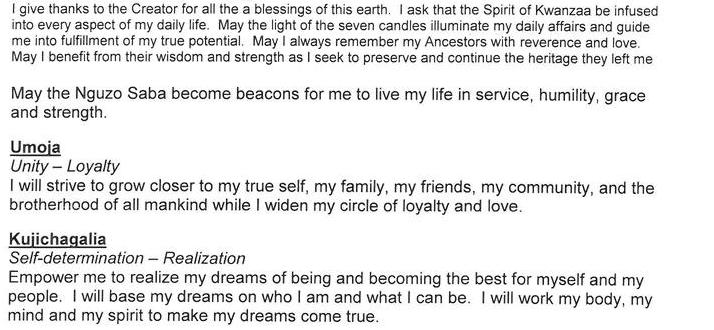 My Kwanzaa Prayer