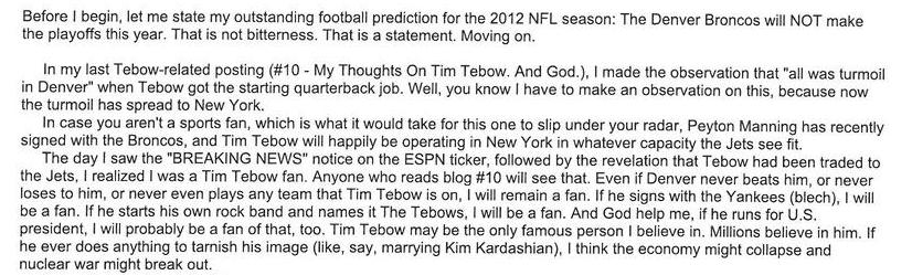 More Thoughts on Tim Tebow and John Elway