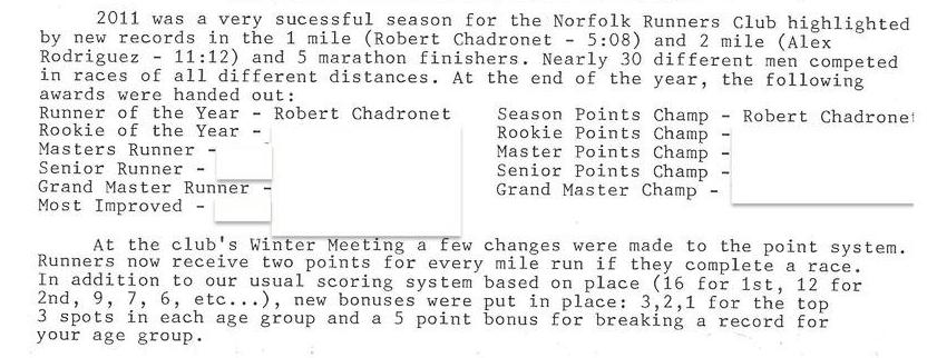 Norfolk Runner's Club News - April 4, 2012