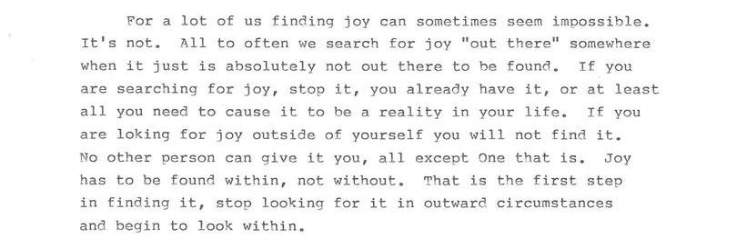 On Finding Joy
