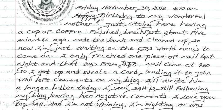 Daily Journal 11/30/12 To 12/2/12