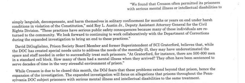 SCI Cresson's Treatment of Mentally Ill Prisoners Deemed Unconstitutional