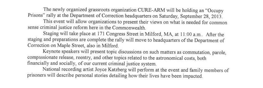 Press Release: Occupy Prisons Rally