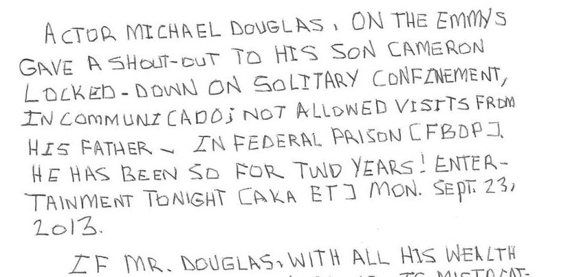 Actor Michael Douglas' Imprisoned