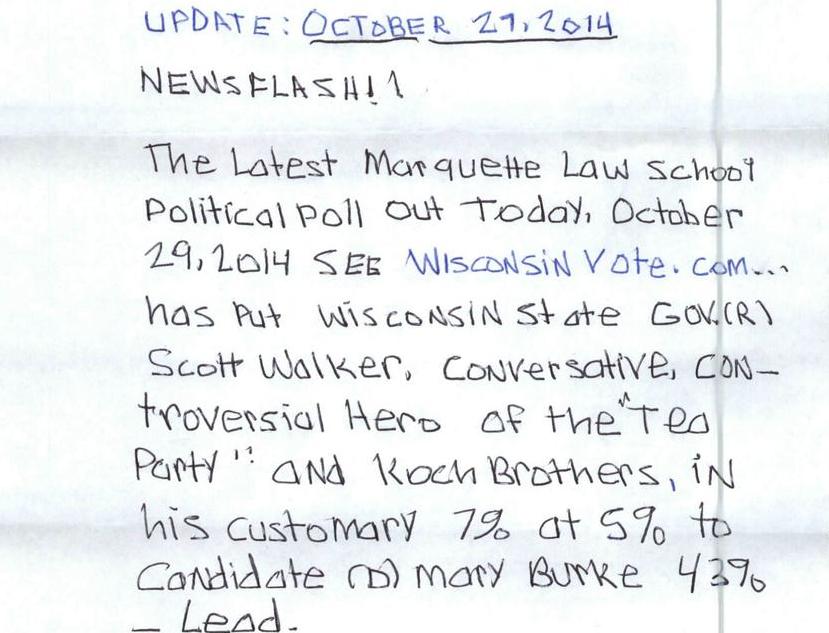 Wisconson State Governor's Race 2014