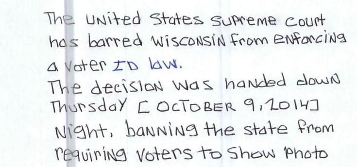 US Supreme Court blocks Wis. Voter ID law