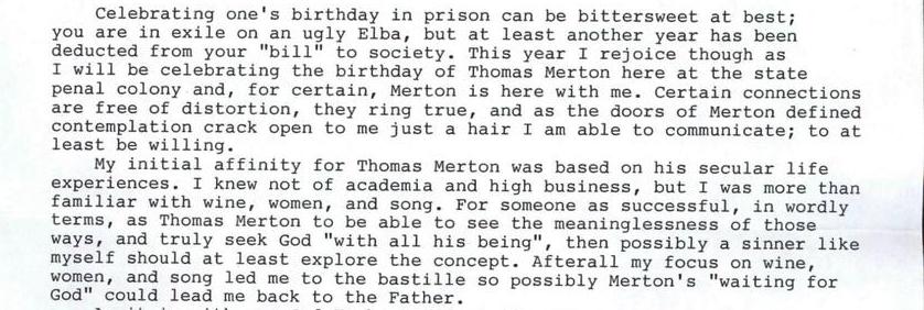 New Seeds Of Rehabilitation Merton's 100th Birthday In Prison