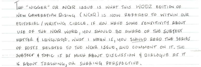 The NGR Word Issue