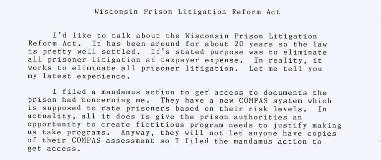 Wisconsin Prison Litigation Reform Act