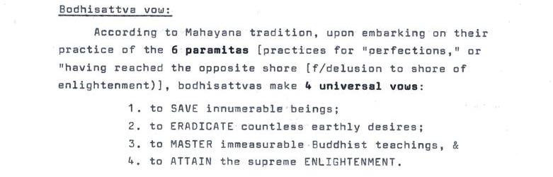 Bodhisattva Vow, 9/28/16