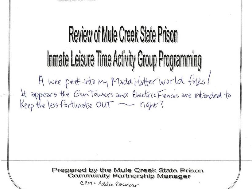 Review of Mule Creek State Prison Inmate Leisure Time Activity Group Programming