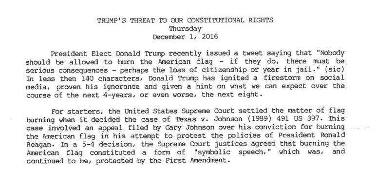 Trump's threat to our constitutional rights