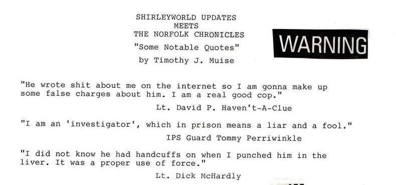 Shirleyworld Updates Meets The Norfolk Chronicles: "Some Notable Quotes"
