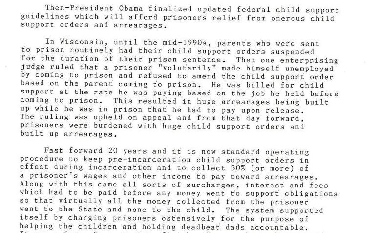 Child Support Relief for Prisoners
