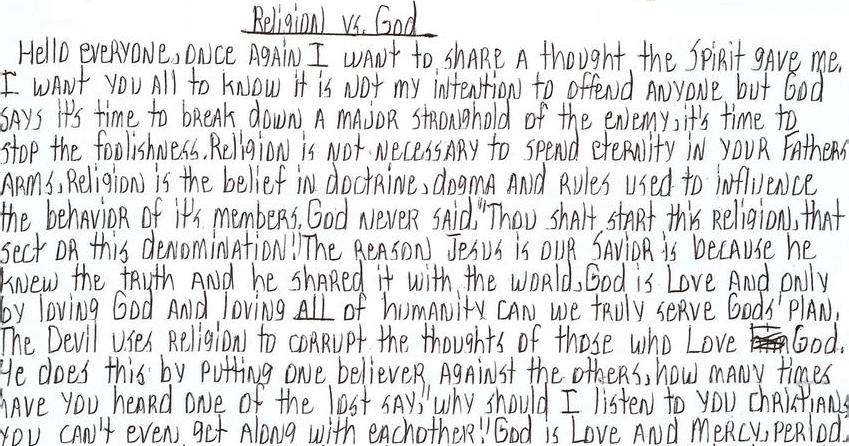 Religion vs God