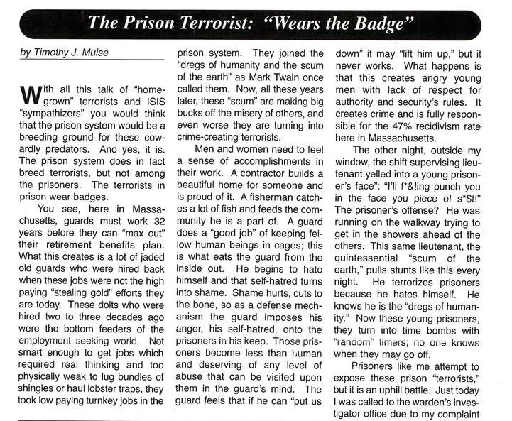 The Prison Terrorist: "Wears the Badge”
