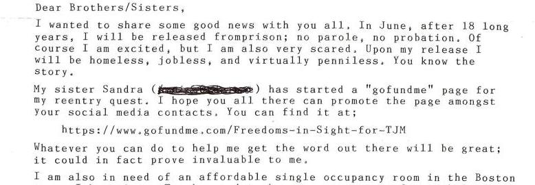 Release From Prison / "Gofundme" Page
