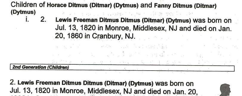 Descendants Of Horace Ditmus
