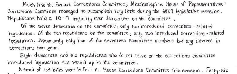 Mississippi's House Of Corrections Committee Accomplishes Little 