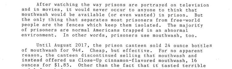 Mouthwash In Prison