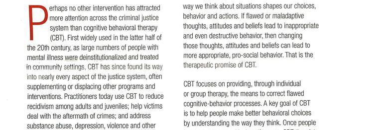 Does Cognitive Behavioral Therapy Work In Criminal Justice?