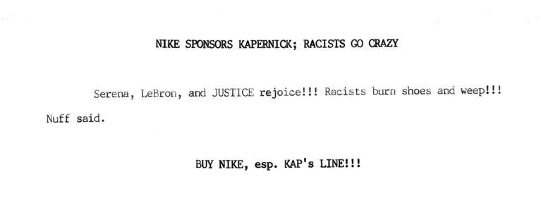 Nike Sponsers Kapernick; Racists Go Crazy