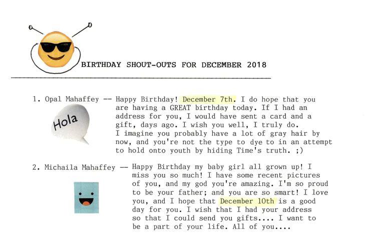 Birthday Shout-Outs for December 2018