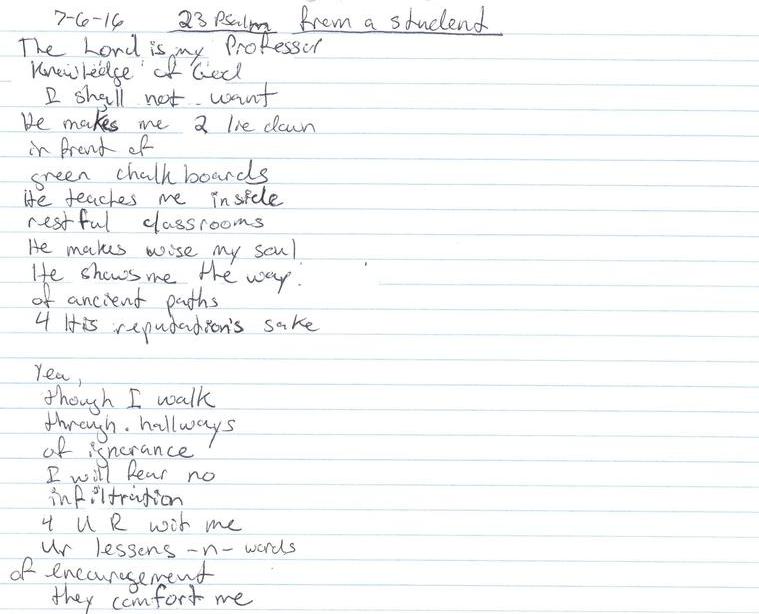 23 Psalm from a student