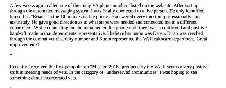 VA & Mission 2018, Veterans Incarcerated in Illinois