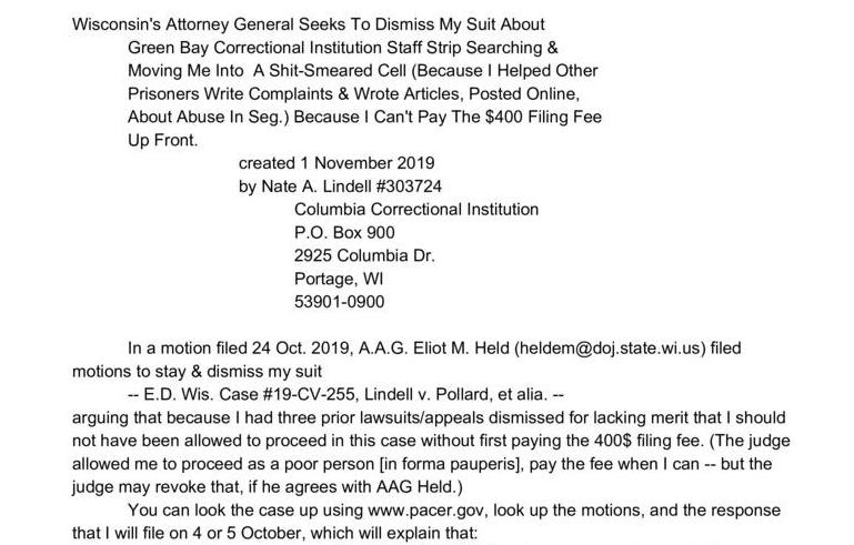 Wisconsin's Attorney General Seeks to Dismiss My Suit