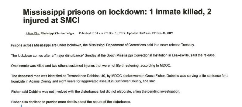 Mississippi prisons on lockdown