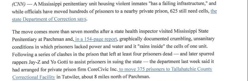 Mississippi Scrambles To Find Cells For 625 Violent Inmates After Parchman Prison Unit Deemed Unsafe