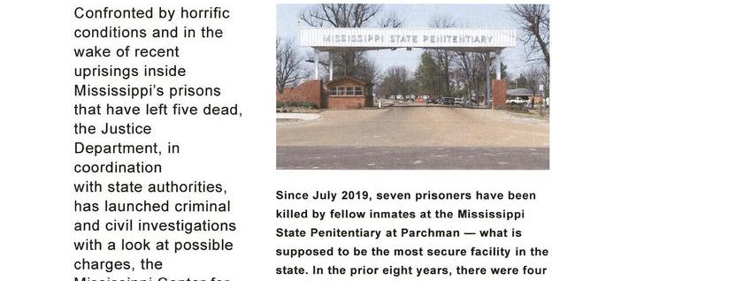Justice Department Investigating Mississippi Prisons