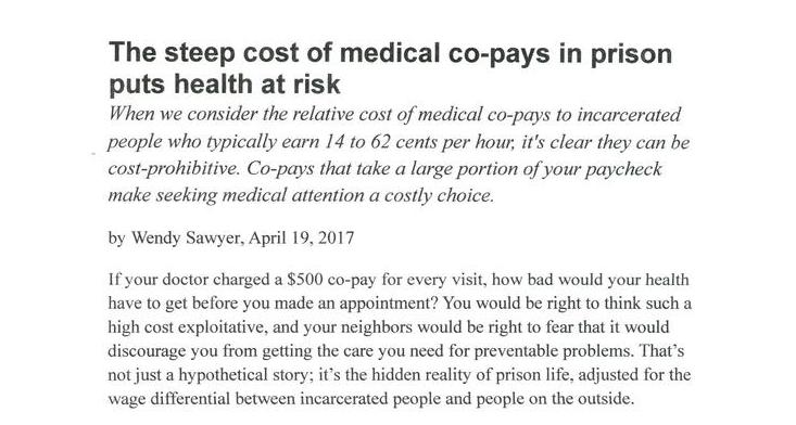 The steep cost of medical co-pays in prison puts health at risk