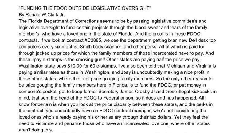 Funding the FDOC Outside Legislative Oversight