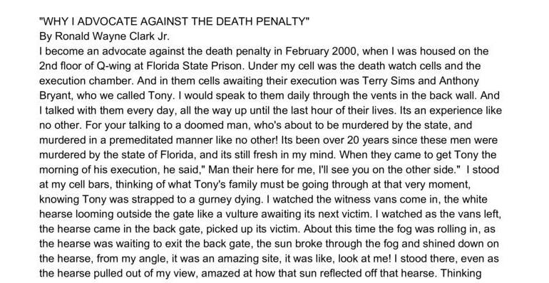 Why I Advocate Against the Death Penalty