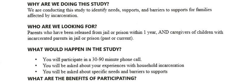 Families Affected By Having A Parent In Jail And/Or Prison....