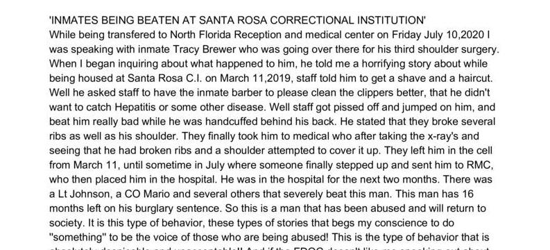 Inmates being beaten at Santa Rosa Correctional Institution