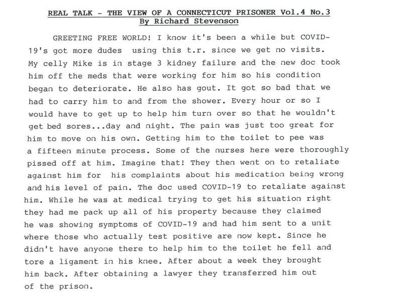 Real Talk - The View of a Connecticut Prisoner Vol. 4 No. 3