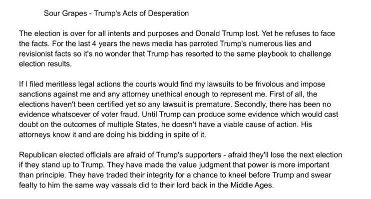 Sour Grapes - Trump's Acts of Desperation